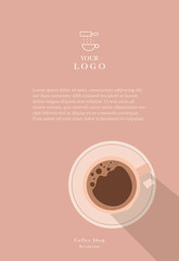 Vector sketch banner with coffee beans and cups on minimal background. Template design.  Illustration for cafe menu, invitations, cards, banner, poster, cover.  - 770348940