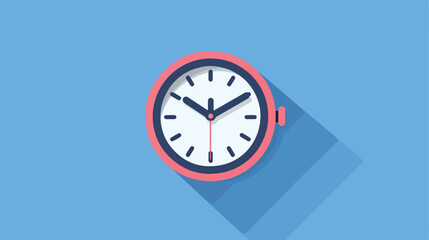 Clock icon in flat style timer on blue background. Bus