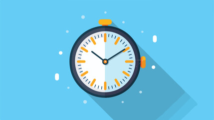 Clock icon in flat style timer on blue background. Bus - obrazy, fototapety, plakaty