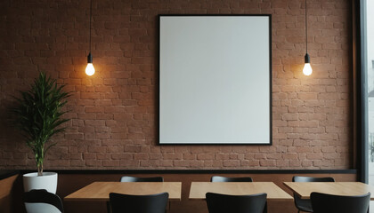 Empty picture frame mockup in interior room with copyspace