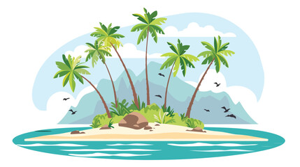 coconut island with summer background flat vector isolated