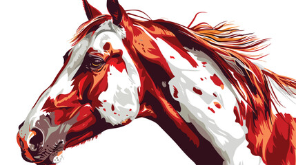 Horse portrait Colored head Red and cream color.  