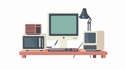 Computer-related desktop icon theme elements flat vector