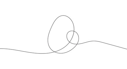 Easter egg one line drawing. Continuous line drawing of simple egg. Happy Easter concept. Vector isolated hand drawn illustration. An element drawn with one black line on a white background in eps 10.