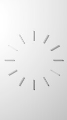 白背景に時計のように並んだ立方体のガラス。俯瞰。3D（縦長）