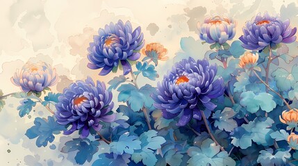 Art watercolor chrysanthemum illustration background poster 