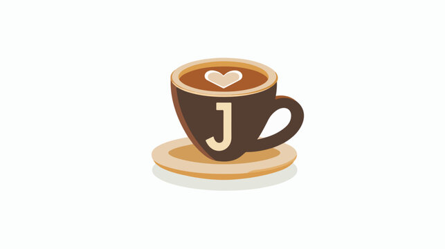 J letter cup of coffee logo icon design flat vector 