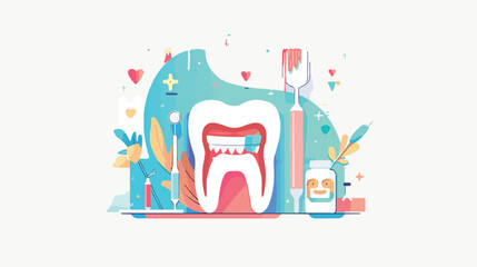 Dental care concept illustration vector flat vector 