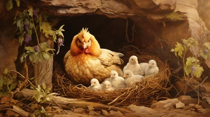 Foto auf Leinwand chicken in the nest © Sajid