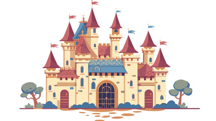 fantasy castle flat vector isolated on white background