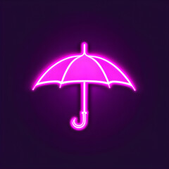 Pink Neon Umbrella Icon: Adding a Pop of Color to Your Design(Generative AI)