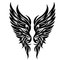 wings tattoo vector silhouette