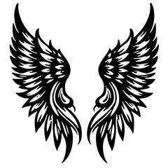 wings tattoo vector silhouette