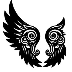 wings tattoo vector silhouette