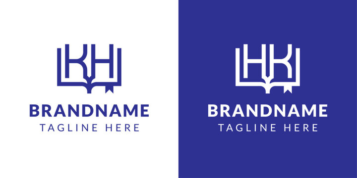 Letters HK and KH Book Logo, suitable for business related to book with HK or KH initials