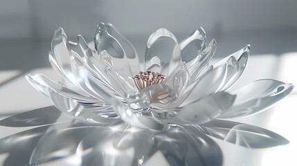 Digital technology glass crystal flowers lotus abstract graphic poster web page PPT background
