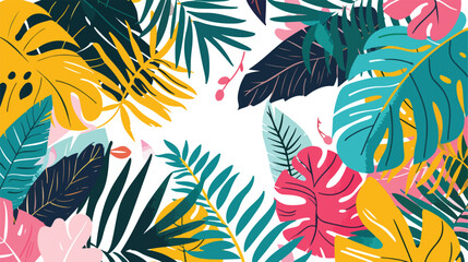 Background of tropical leaves The bright and colorful 