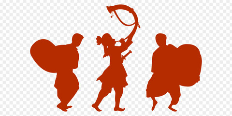 Men silhouette with instruments on transparent background