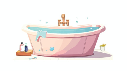 Bathtub cartoon icon. Bathroom water shower furniture