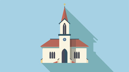 Building church flat icon with long shadow Flat vector