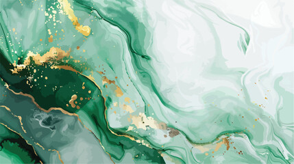 Green white gold smooth marble background. Marble ink