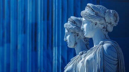 Two statues of women are standing next to each other - obrazy, fototapety, plakaty