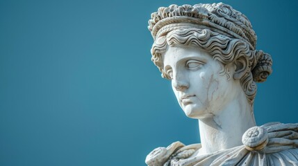 Greek statue on blue background