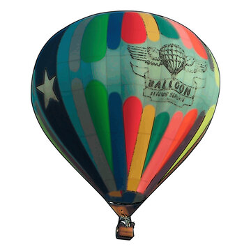colorful hot air balloon, vintage transportation clipart, transparent background