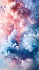 Vivid swirls of pink and blue smoke create an abstract, dreamlike texture.