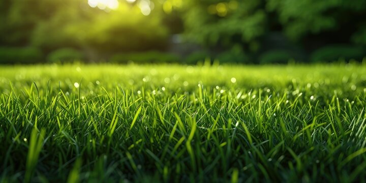 Fresh green grass background in a sunny summer day
