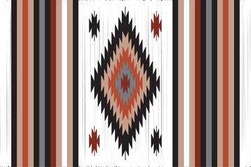 Patterns of ethnic fabrics. White, brown, black. Geometric designs for textiles and clothing, blankets, rugs, decorative fabrics. Vector illustration.