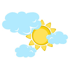 The sun is hidden behind clouds, a symbol of cloudy weather or partly cloudy weather in meteorology.