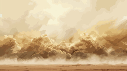 Heavy sand and dust storm above desert land on hot sum - obrazy, fototapety, plakaty
