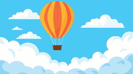 Hot air balloon in the blue sky. Vector in flat style