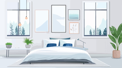 Idea of a white scandinavian bedroom interior 