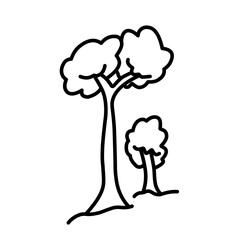 Doodle of tree collection hand draw vector illustration.