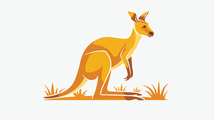 kangaroo icon logo in flat  flat vector isolated on white