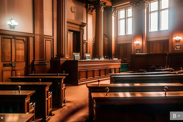 Authentic restored antique jury's box in courthouse