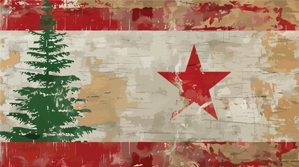 Lebanon flag on the fabric texture backgroundVintage 