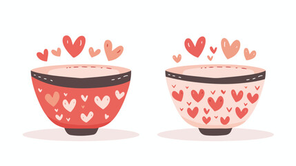 Love two bowls with hearts for lovers for weddings cof