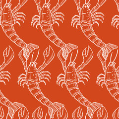 Red Lobster Seamless Pattern - 770374162