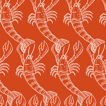 Red Lobster Seamless Pattern