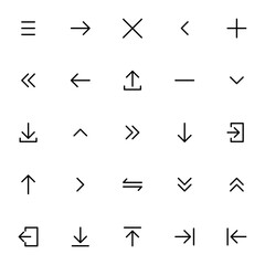 Collection of Basic Arrow Essential Related Vector Line Icons. Contains Icons like Download, Arrow Double, Logout, Upload and more. Editable stroke. 32x32 pixels.