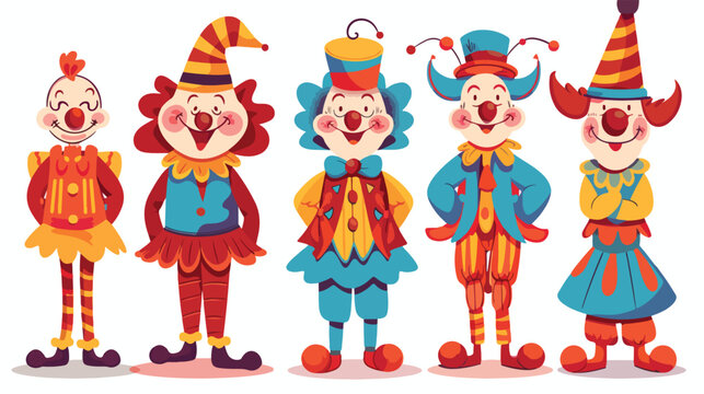 Cartoon funny clown Flat vector isolated on white background