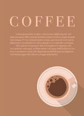 Vector sketch banner with coffee beans and cups on minimal background. Template design.  Illustration for cafe menu, invitations, cards, banner, poster, cover.  - 770374755