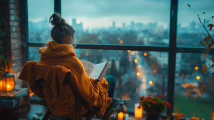 Evening Reading on the Balcony