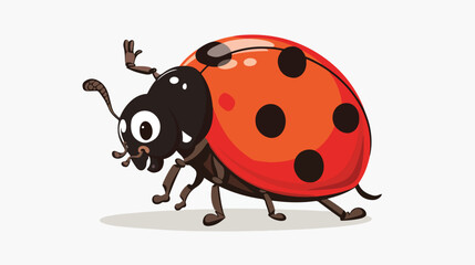 Cartoon ladybug waving hand Flat vector isolated on white