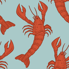 Red Lobster Seamless Pattern - 770375772