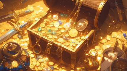 宝箱と金銀財宝