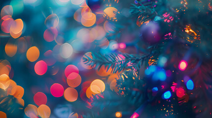 Obraz na płótnie Canvas background with bokeh, tree and many bokeh lights on the background, Blurred background,Colorful City light background , panorama bokeh texture of multicolored lights